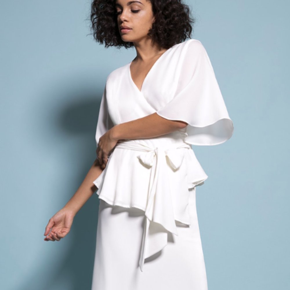 Flowy Ivory Wrap Blouse size small